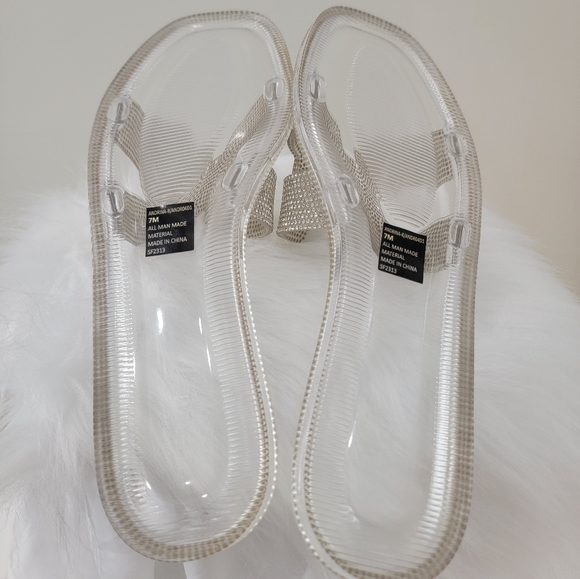 Steve Madden Clear Rhinestone Encrusted Jelly Sandals/ Slides - Picture 10 of 10